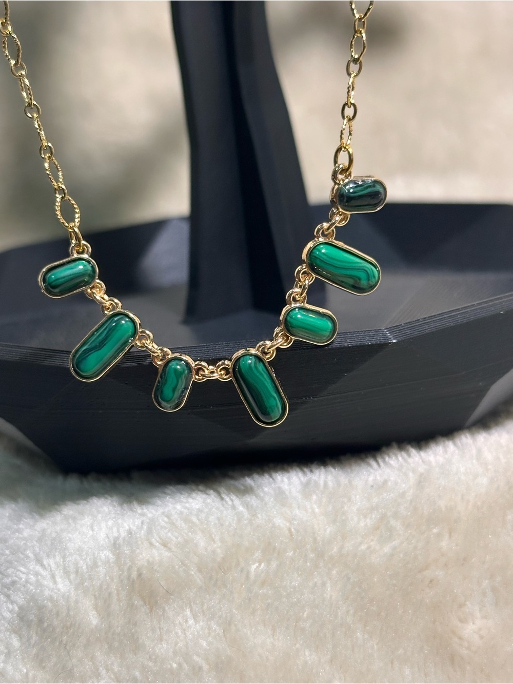 Plunder Gold Tone Chain Necklace with Green Stone Accents - Women Jewelry - Picture 6 of 6